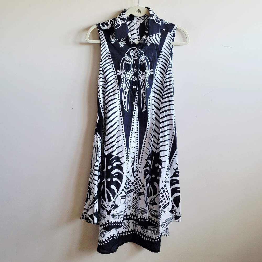 Dalin‎ Parrot Bird Print Cotton Shirt Dress